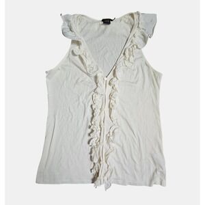 Ralph Lauren Rugby Silk Blend Ruffle Trim‎ Sleeveless Top M Clean Girl Basic